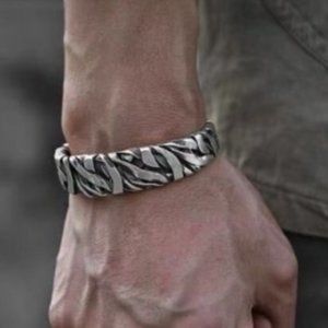 Takahashi Goro's Handmade Silver Black Feather Cuff Bracelet Bangle